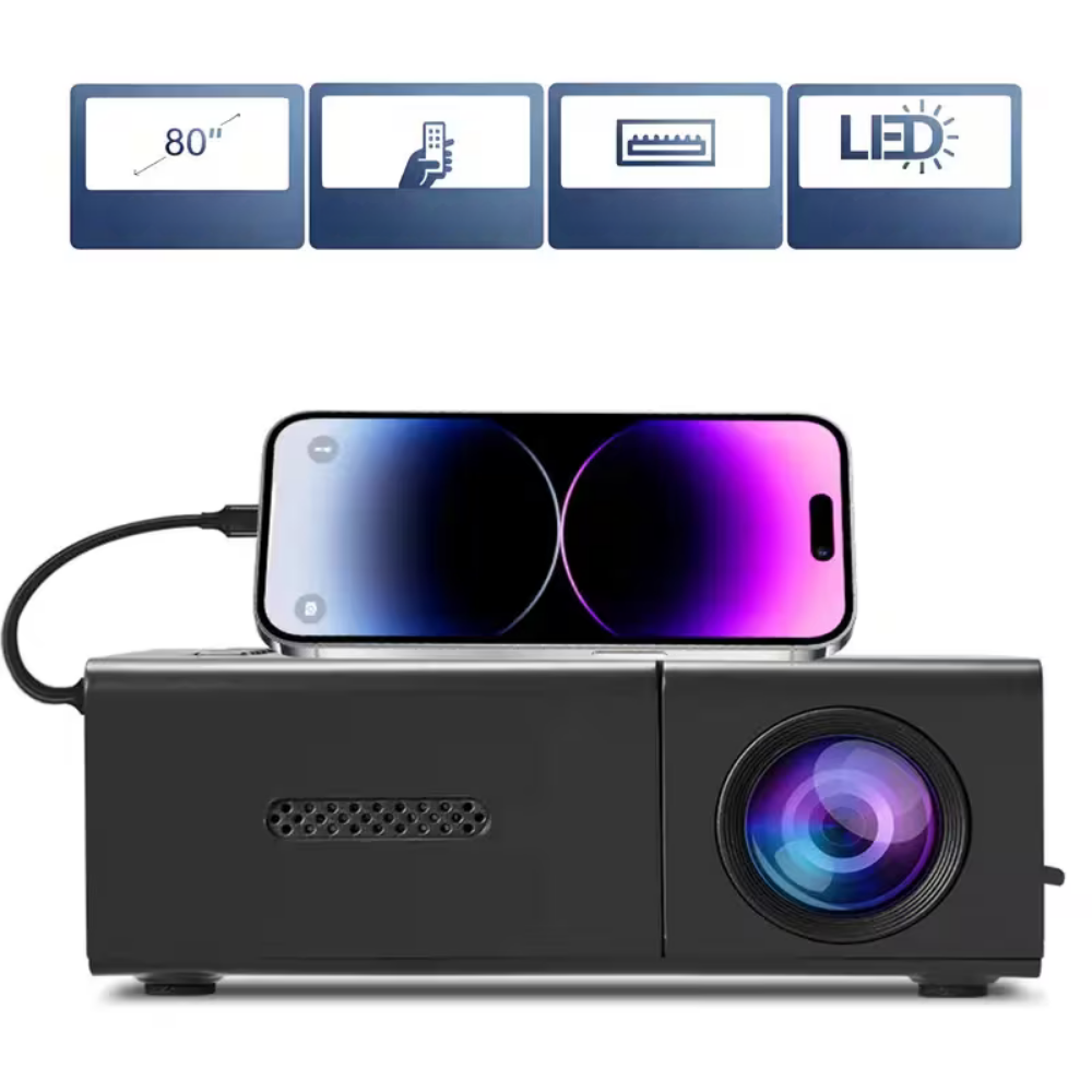 Compact Mini Projector For Movies And Gaming, 1080p Support