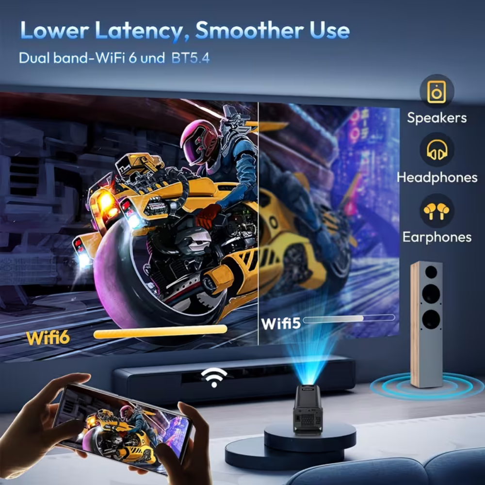 1080P Wireless Portable Mini Projector For Home Theater Streaming