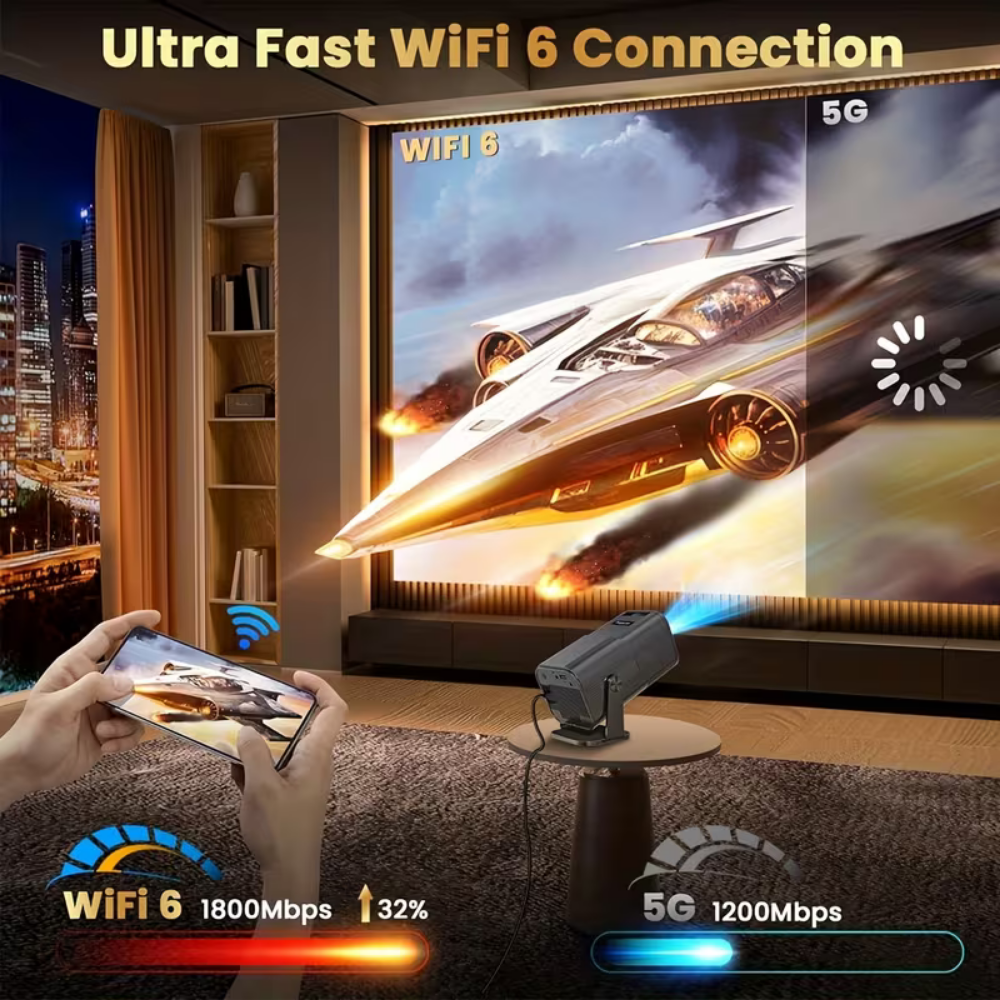 1080P Wireless Portable Mini Projector For Home Theater Streaming