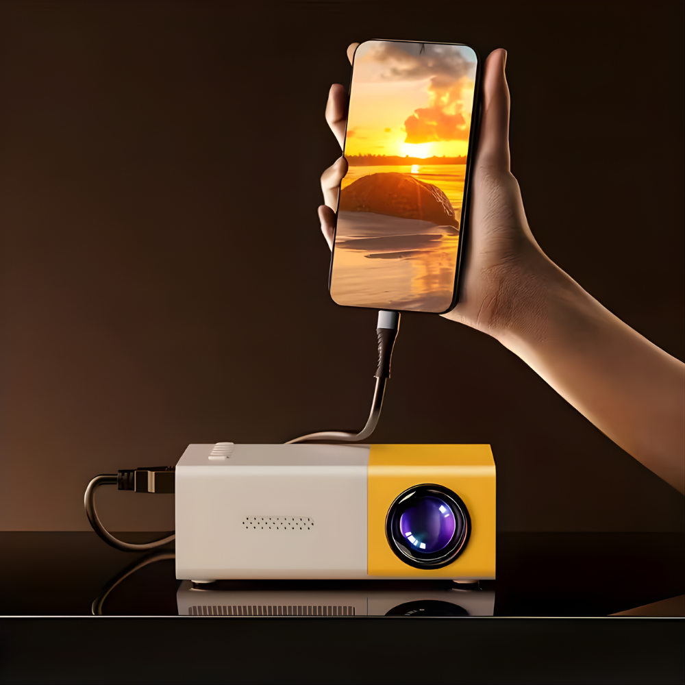 Compact Mini Projector For Movies And Gaming, 1080p Support