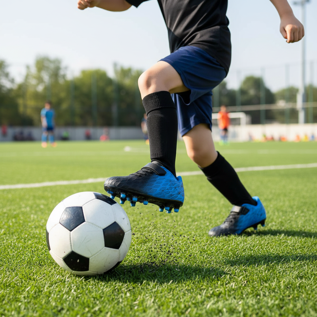 子供用耐久サッカーシューズ グリップ付きボールコントロール用