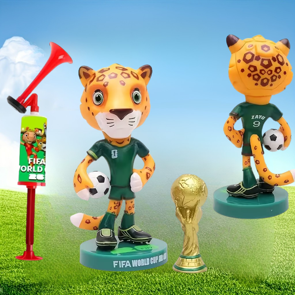 طقم بوق هواء لفعاليات كأس العالم مع مكبر صوت وتمثال تميمة