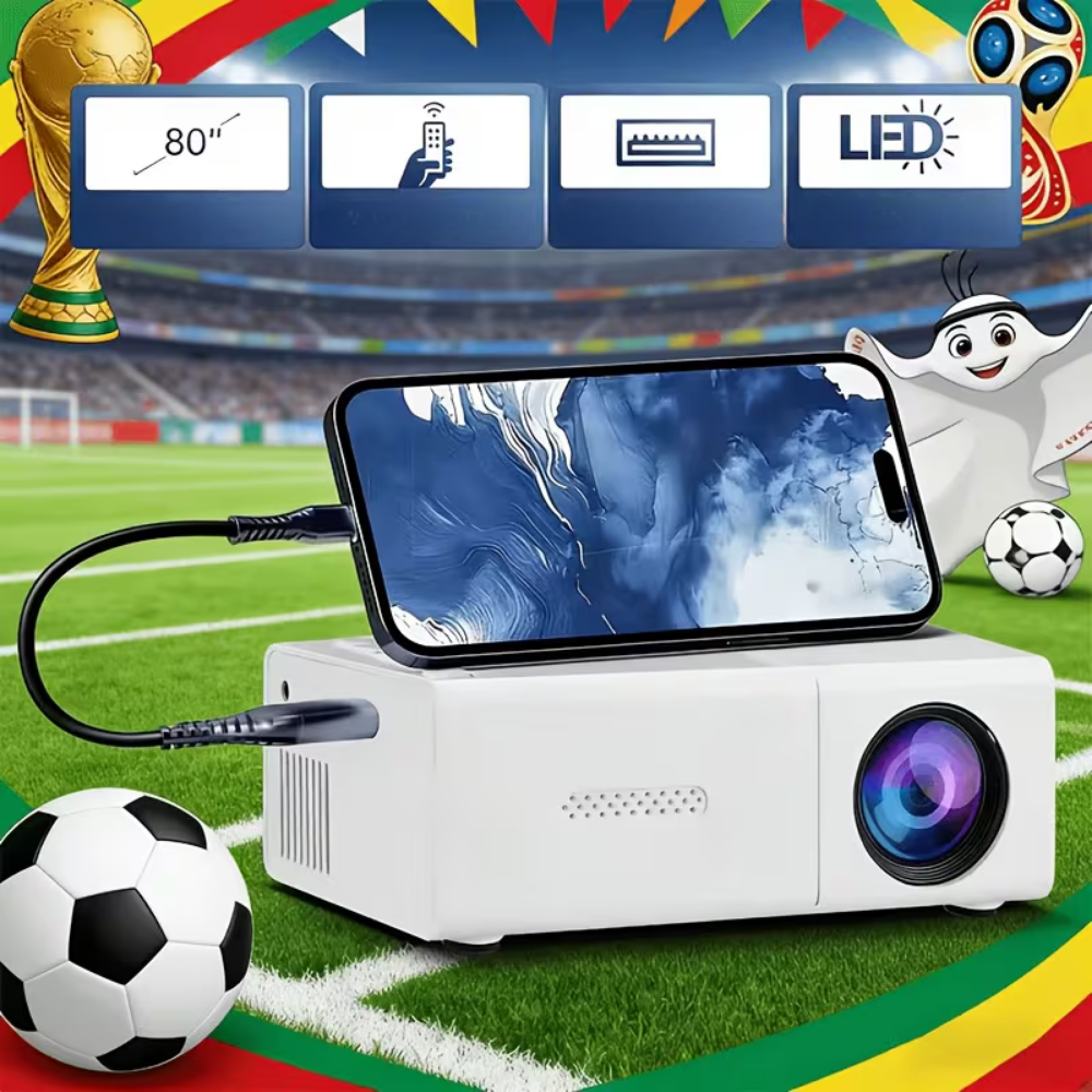 Compact Mini Projector For Movies And Gaming, 1080p Support