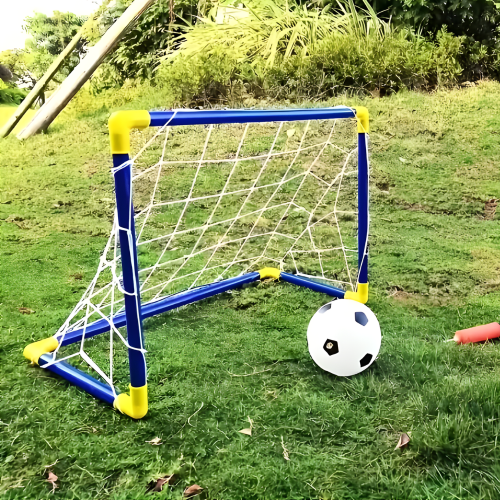 Compact Kids Soccer Goal Kit For Indoor Or Outdoor Play