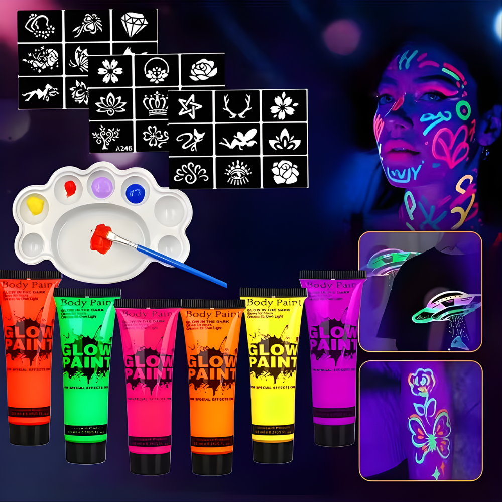 UV Glow Body Paint Kit For Parties And Festivals And Events