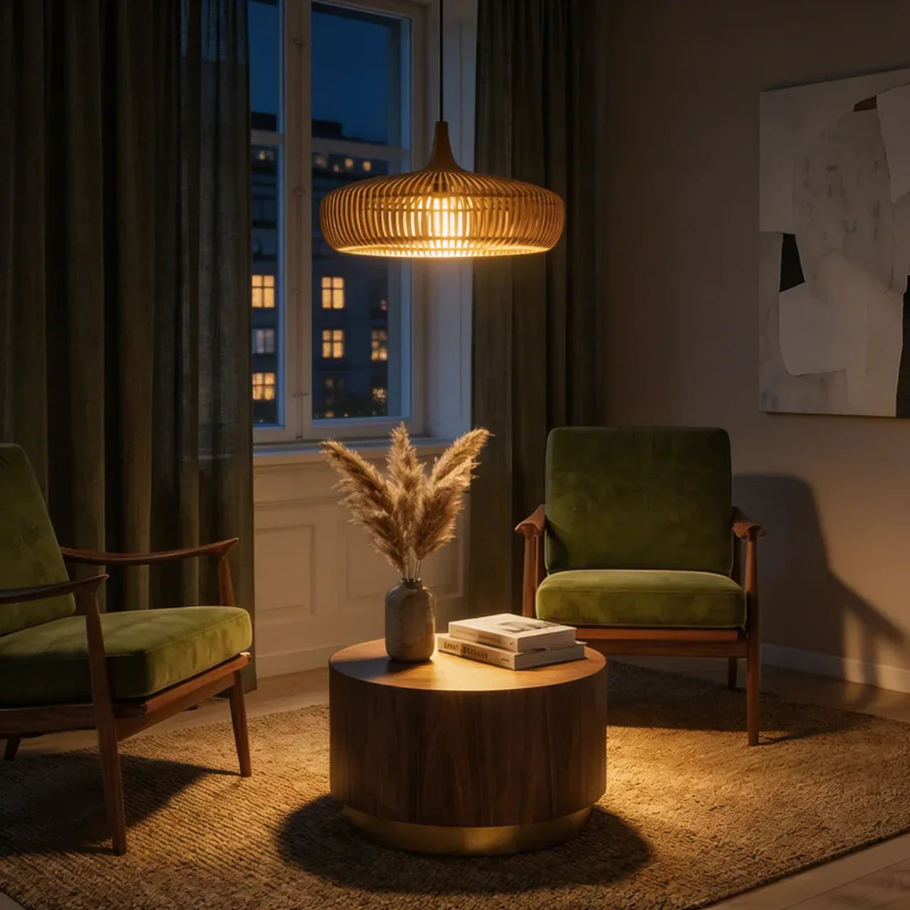 Wood Pendant Light With Minimalist Dome Shade For Indoor Use | Rosalyssa