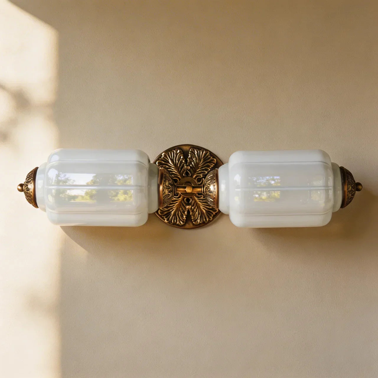 Vintage Art Deco Milk Glass Vanity Wall Light Fixture | Rosalyssa