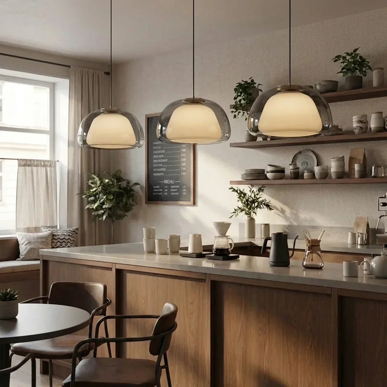 Oversized Glass Dome Ceiling Pendant Light with Tinted Shade | Rosalyssa
