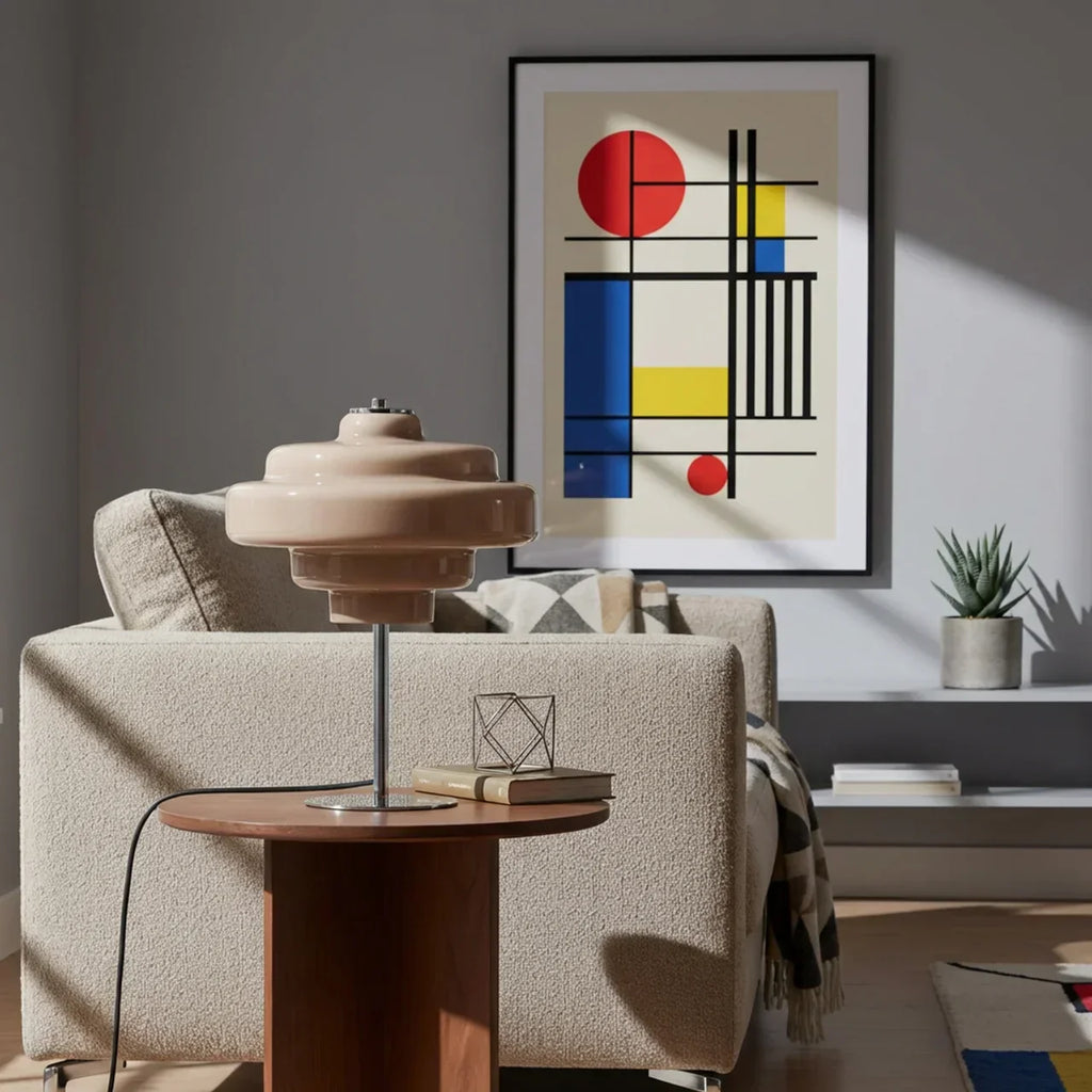 Barevná stolní lampa z barevného skla ve stylu Bauhaus | Rosalyssa