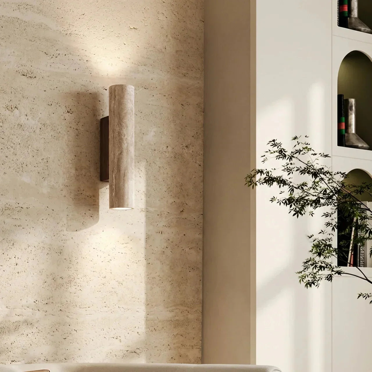 Travertine Vertical Wall Light With Up-Down LED For Indoor Use | Rosalyssa