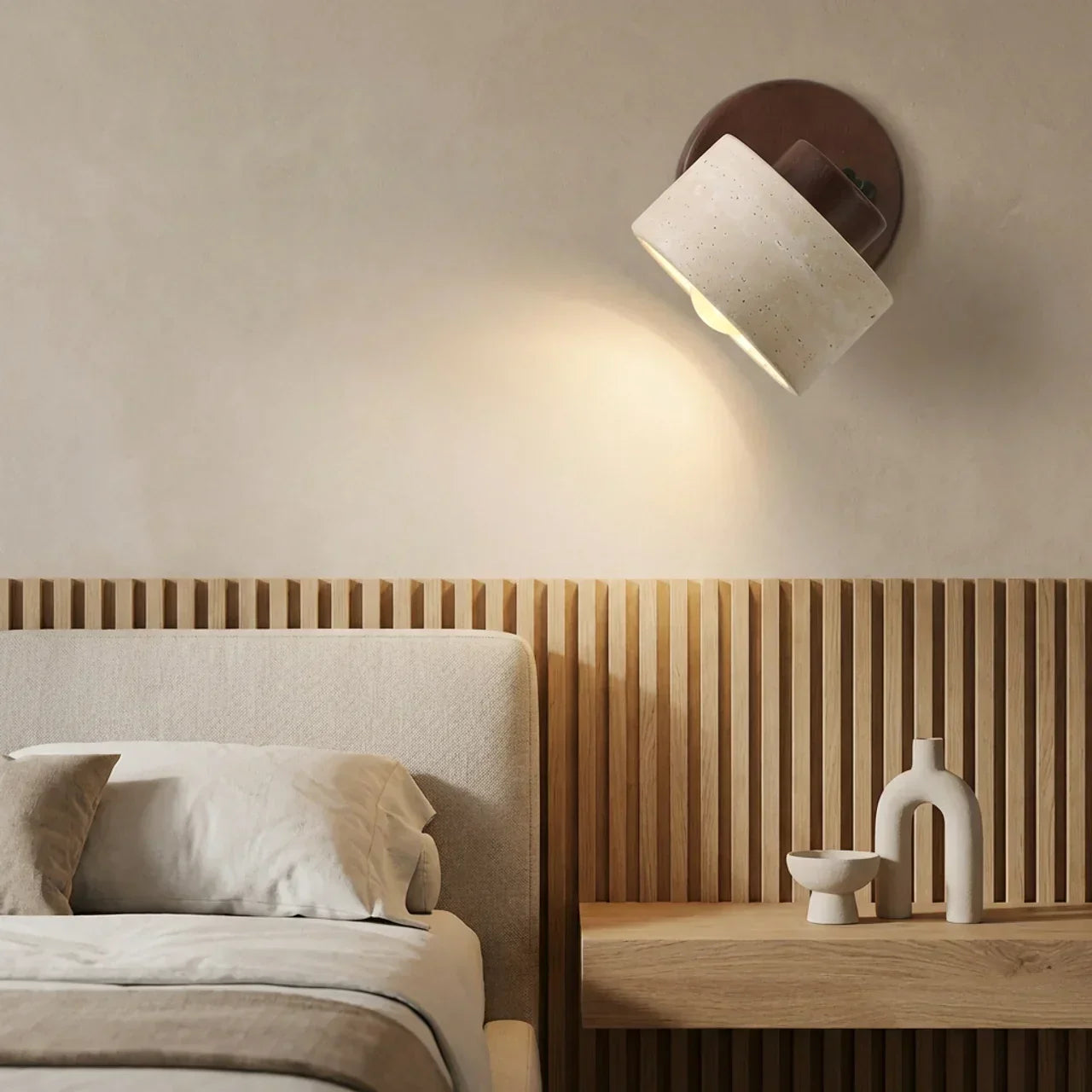 Travertin enkelt vegglampe med integrert LED-armatur | Rosalyssa