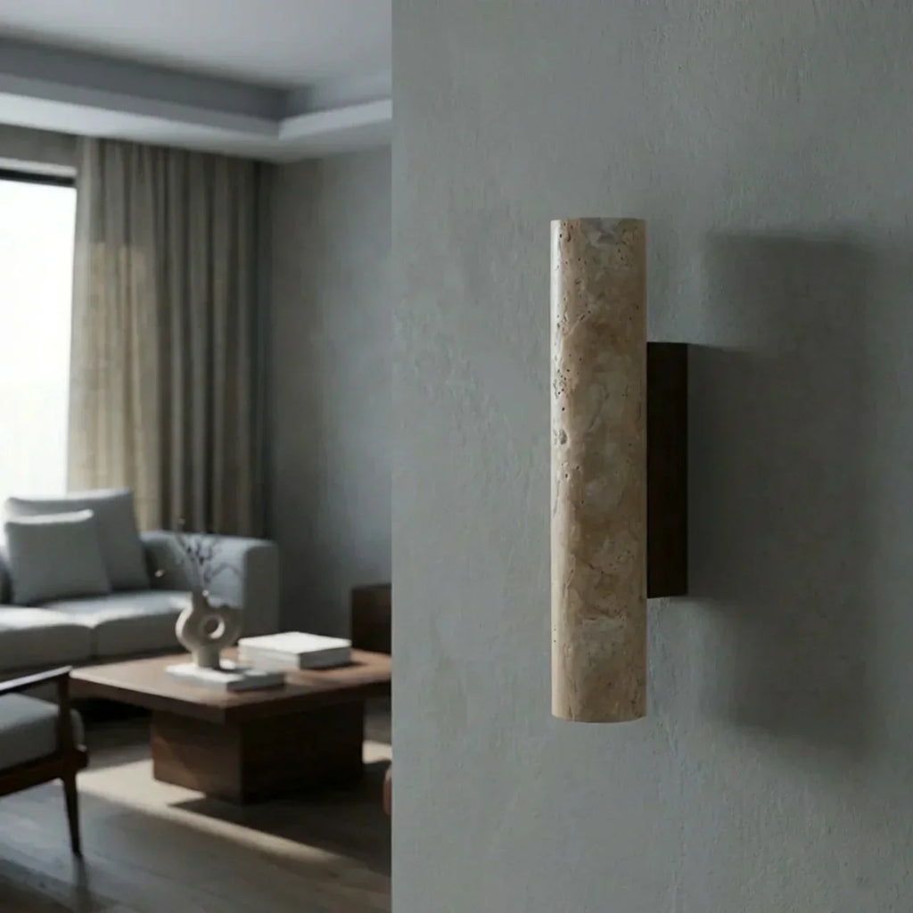 Travertine Vertical Wall Light With Up-Down LED For Indoor Use | Rosalyssa