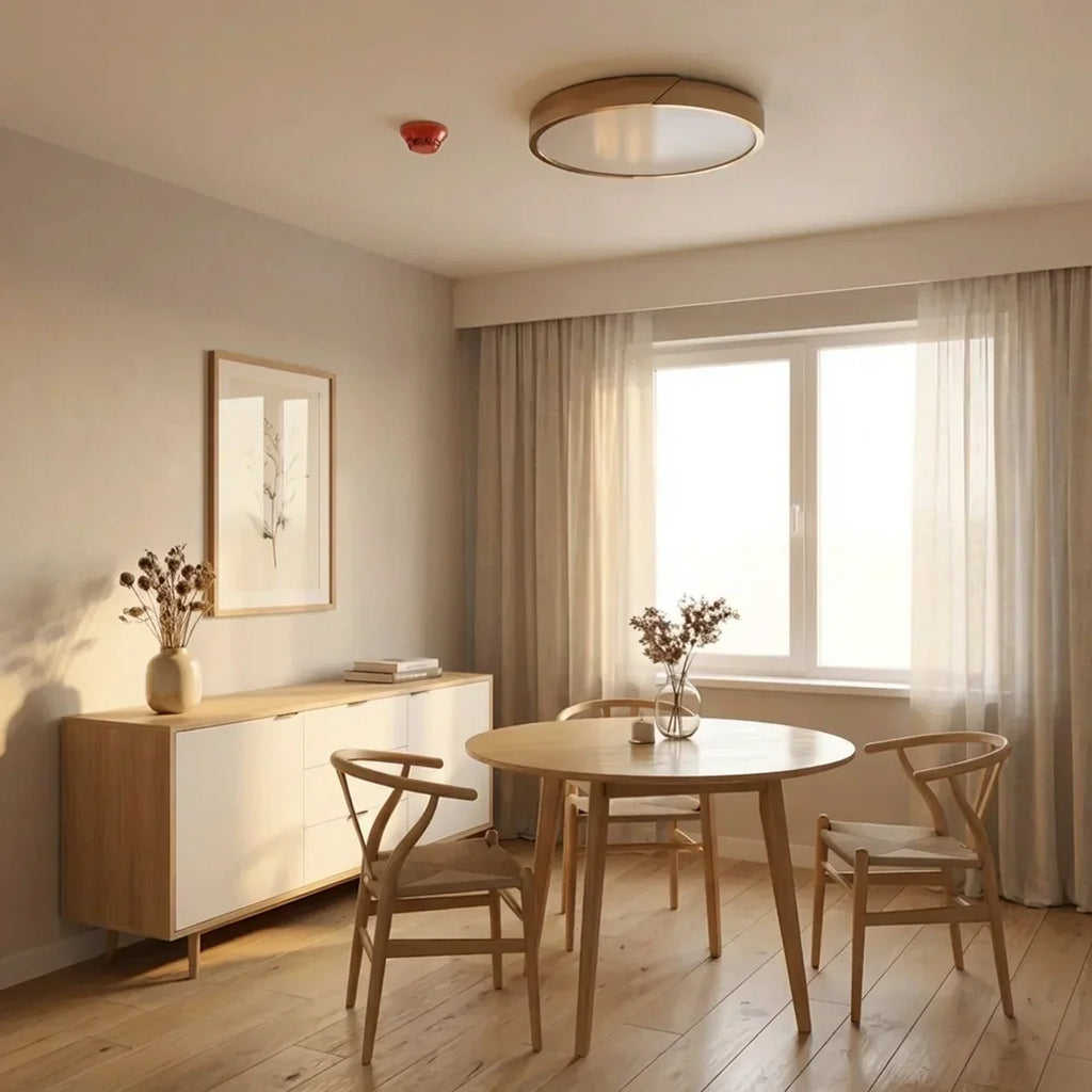 Round Wood Flush Mount LED Ceiling Light Design Fixture | Rosalyssa