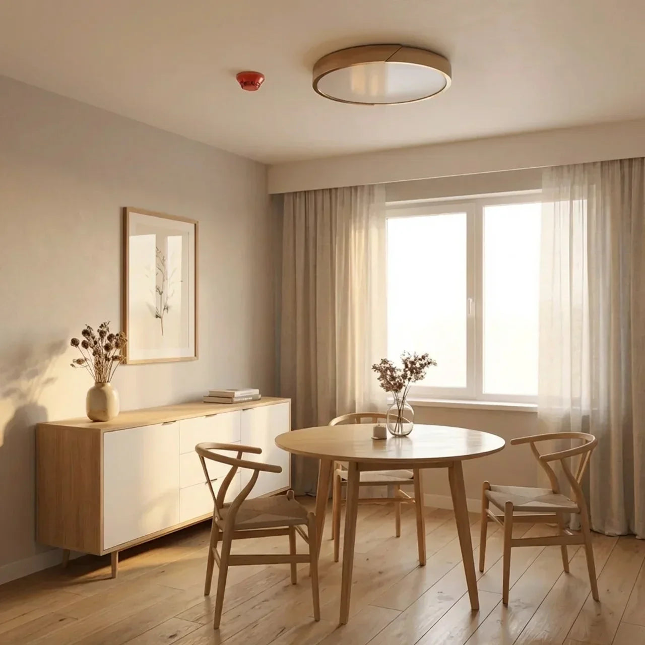 Round Wood Flush Mount LED Ceiling Light Design Fixture | Rosalyssa