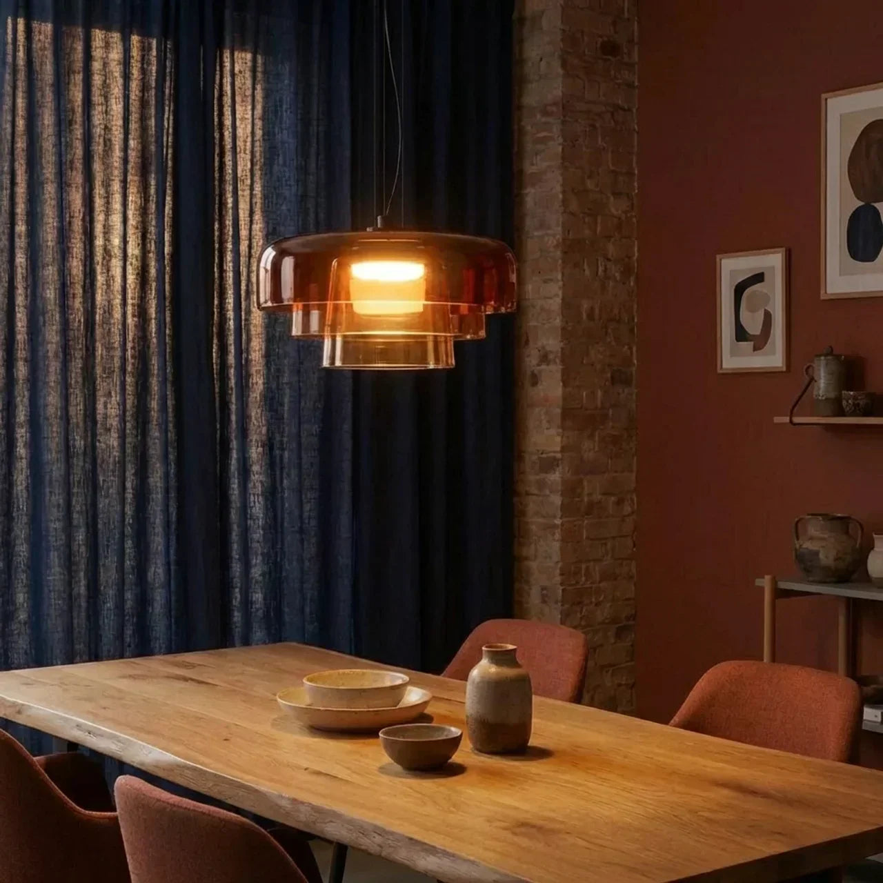 Tiered Coloured Glass Pendant Light In Bauhaus Style | Rosalyssa