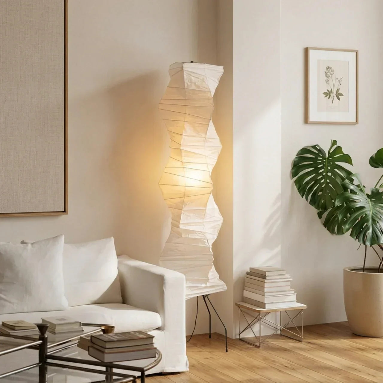Rice Paper Floor Lamp With Sculptural Layered Shade Featuring Nimbus And Helix | Rosalyssa