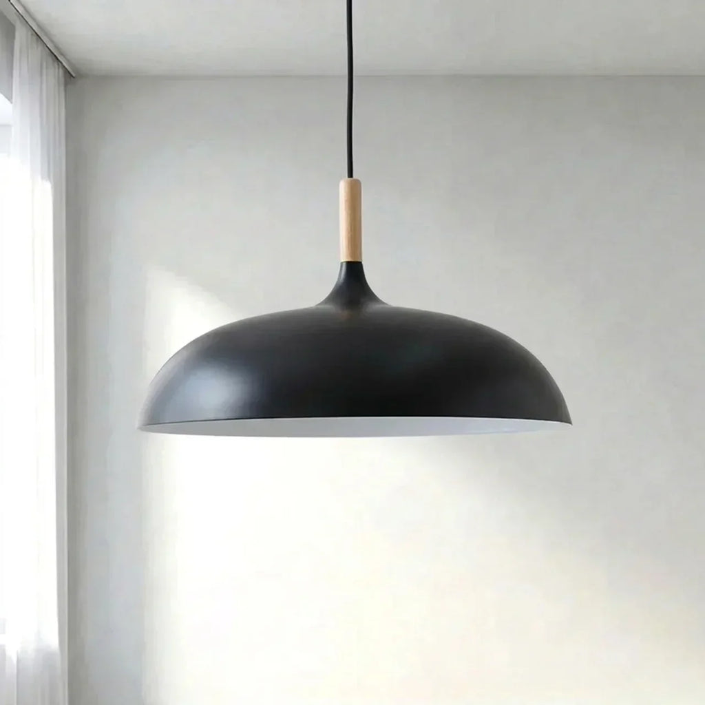 Pendant Light With Sculptural Shape Design In Metal And Wood | Rosalyssa
