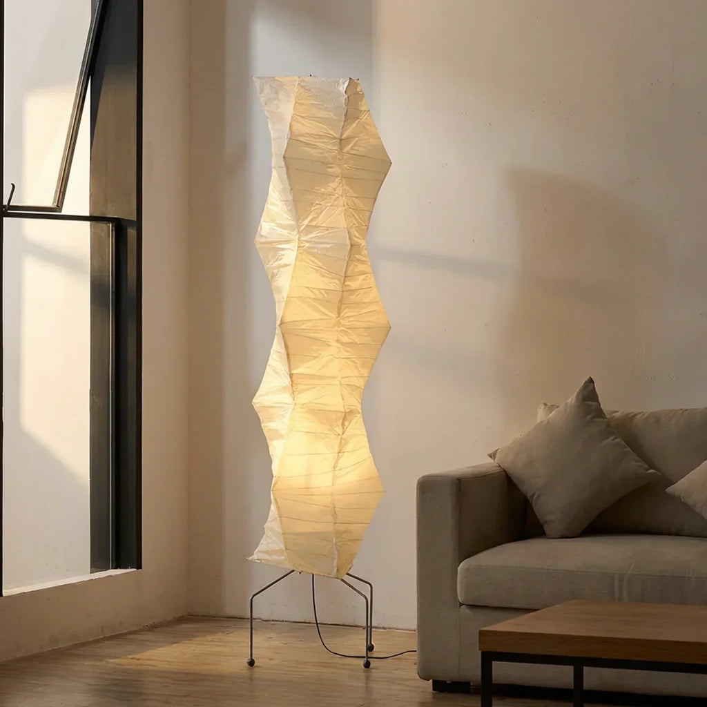 Rice Paper Floor Lamp With Sculptural Layered Shade Featuring Nimbus And Helix | Rosalyssa