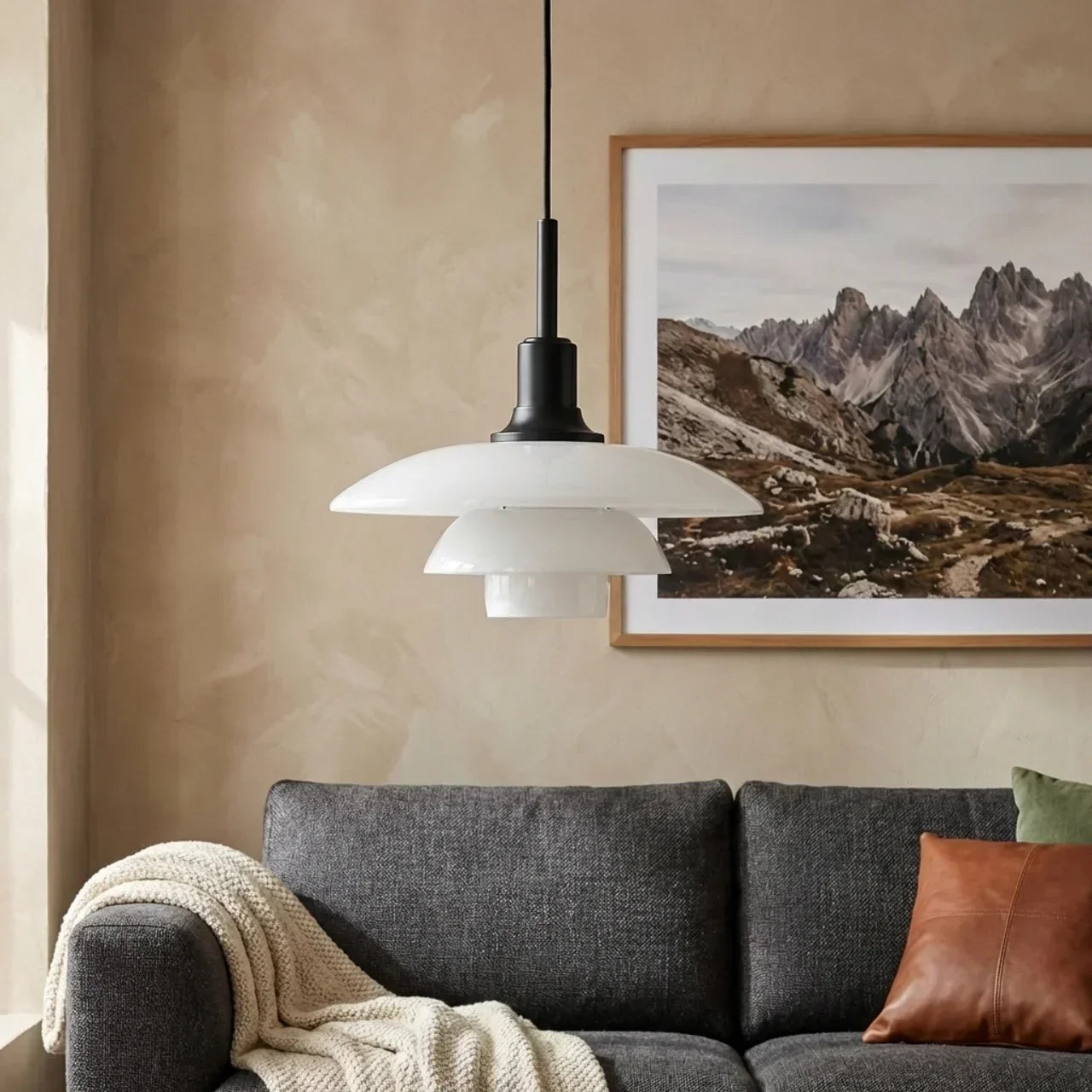 Compact Danish Layered Glass Pendant Light Fixture | Rosalyssa