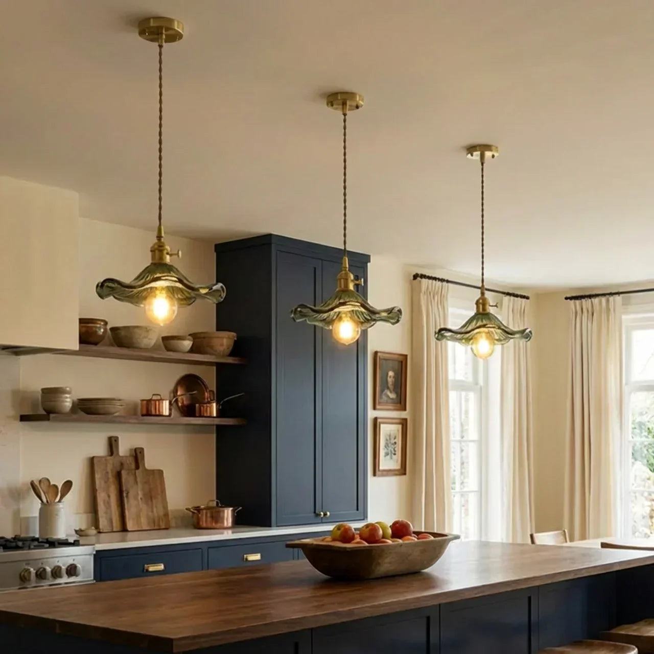 Art Deco bølget glasloftlampe til boligindretning | Rosalyssa