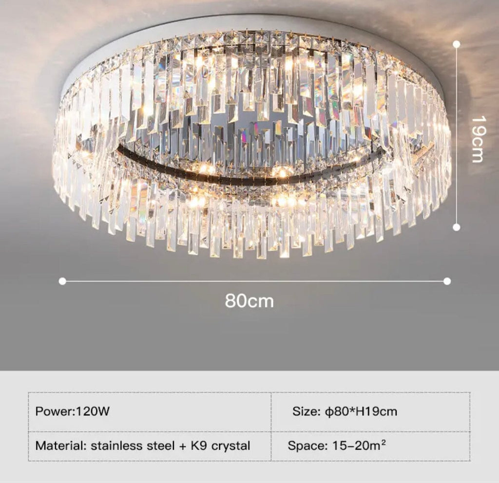 Empressa Crystal belysningskollektion med rustfrit stål og K9-krystaller