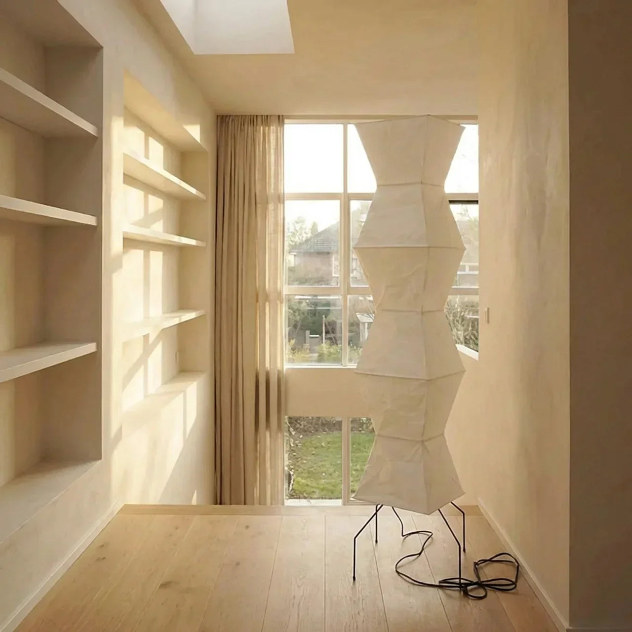 Rice Paper Floor Lamp With Sculptural Layered Shade Featuring Nimbus And Helix | Rosalyssa