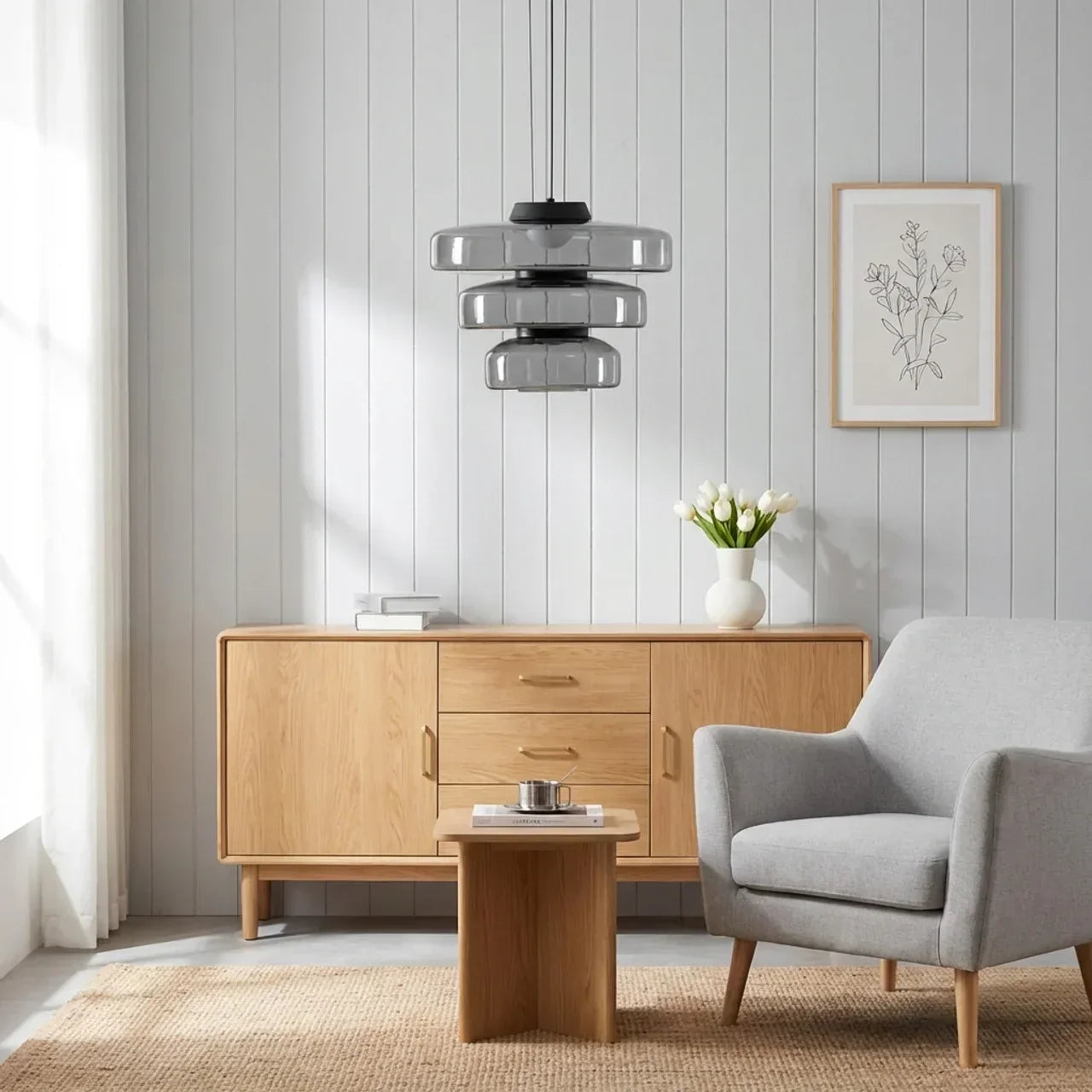 Tiered Glass Pendant Light With Integrated LED Bauhaus Style | Rosalyssa