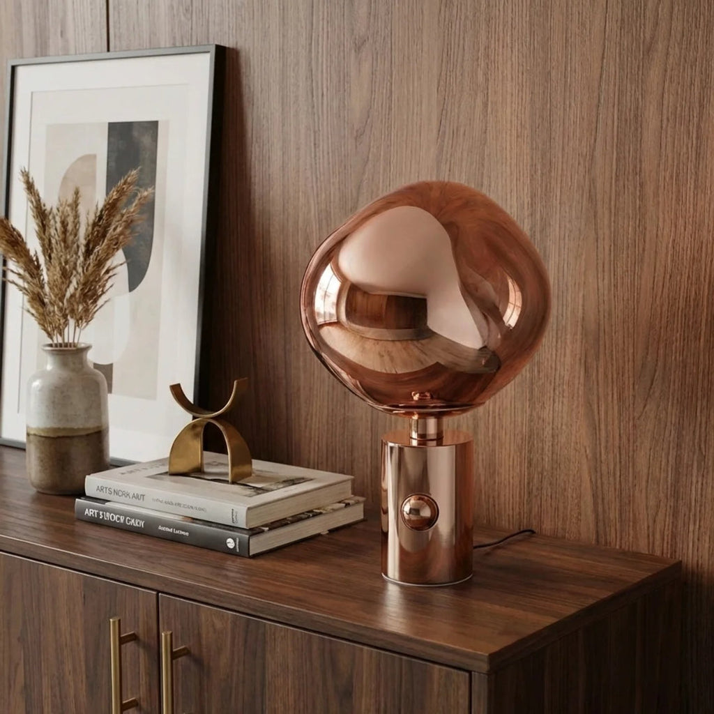 Melted Acrylic Table Lamp With Sculptural Molten Style Shade | Rosalyssa