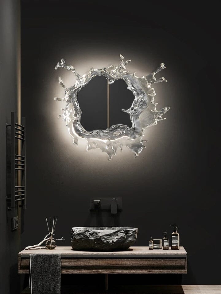 Wasserspritzer-LED-Spiegel mit warmem Licht und wasserdichtem Harz