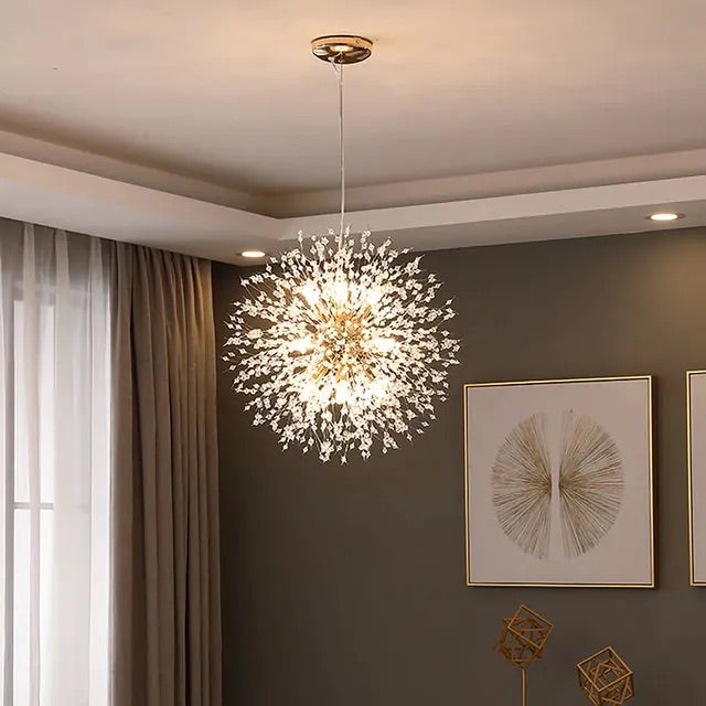 Dandelion Inspired Modern Pendant Light In Iron And Acrylic