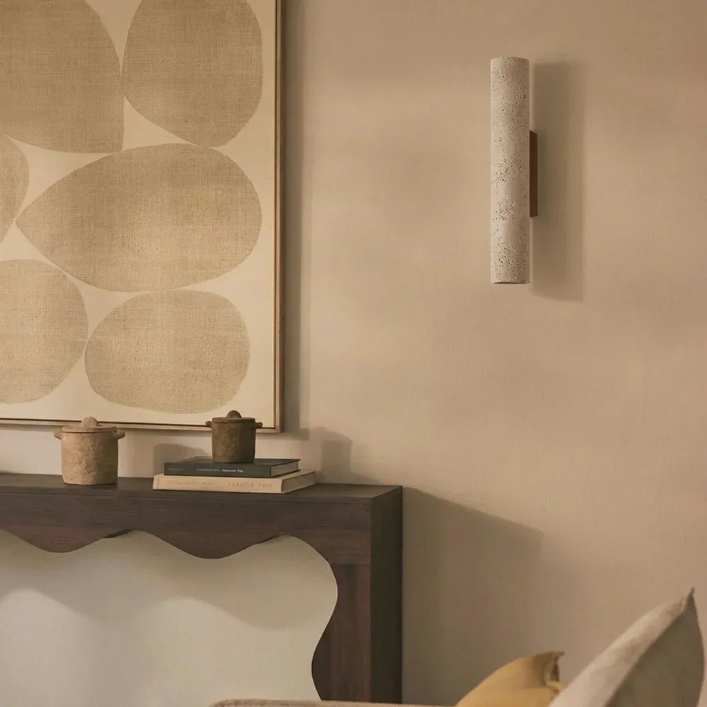 Travertine Vertical Wall Light With Up-Down LED For Indoor Use | Rosalyssa