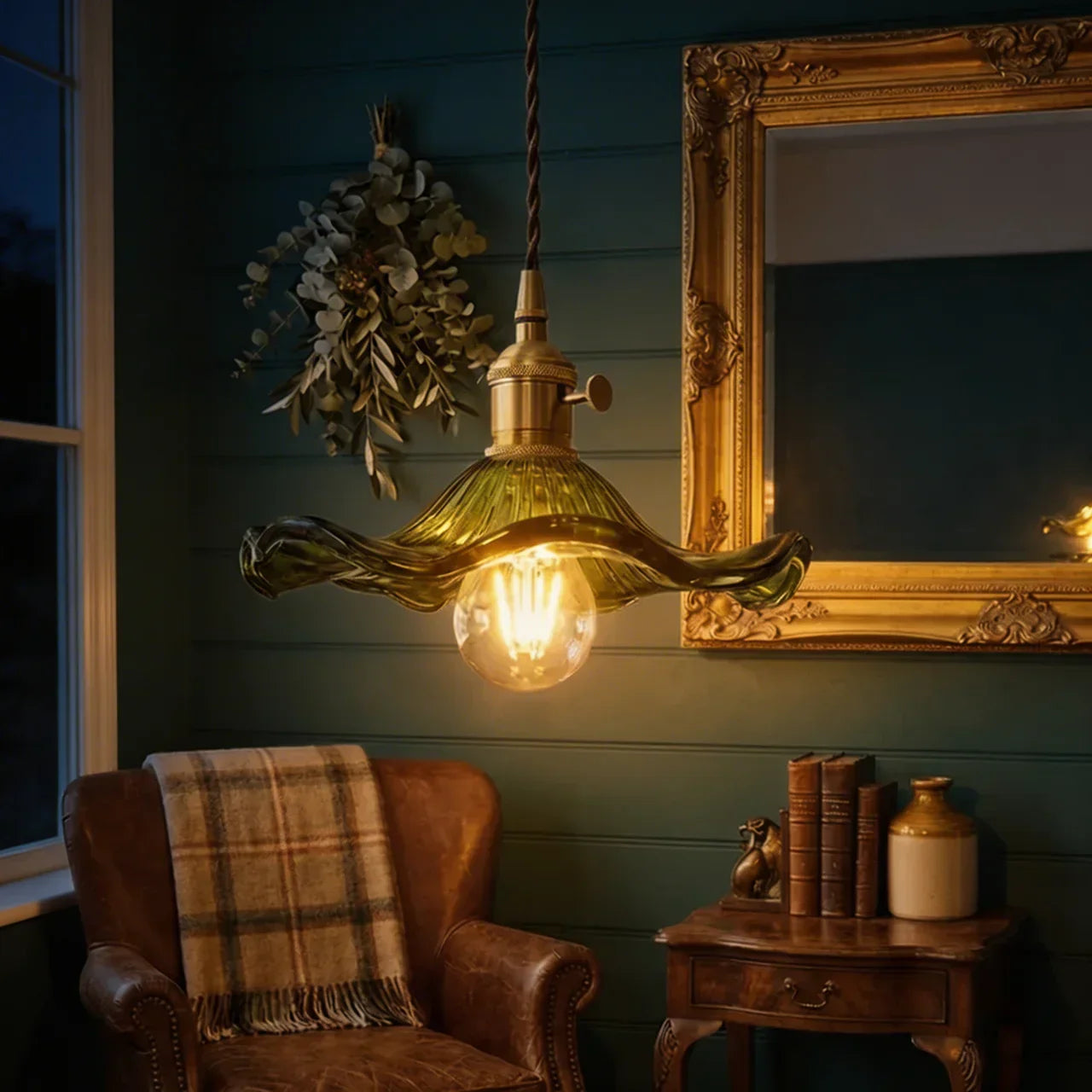 Art Deco bølget glasloftlampe til boligindretning | Rosalyssa