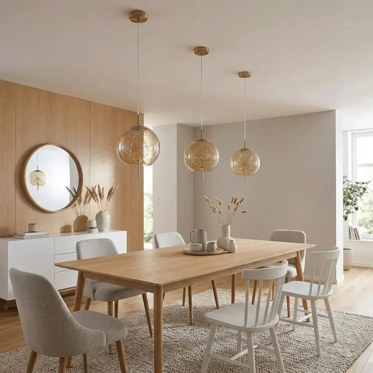 Glazen cilinder en ovale hanglamp voor aan het plafond | Rosalyssa