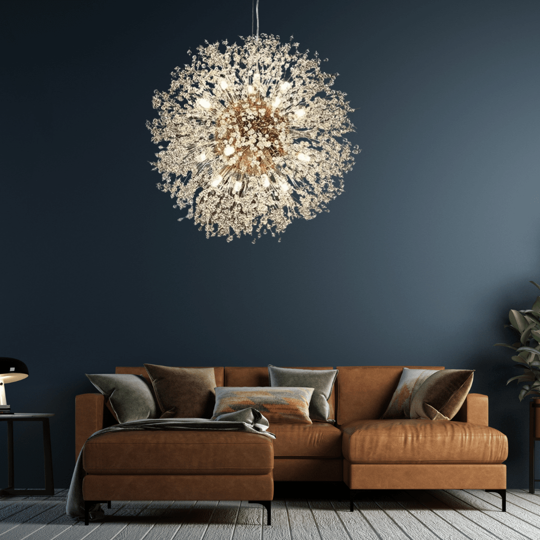 Dandelion Inspired Modern Pendant Light In Iron And Acrylic