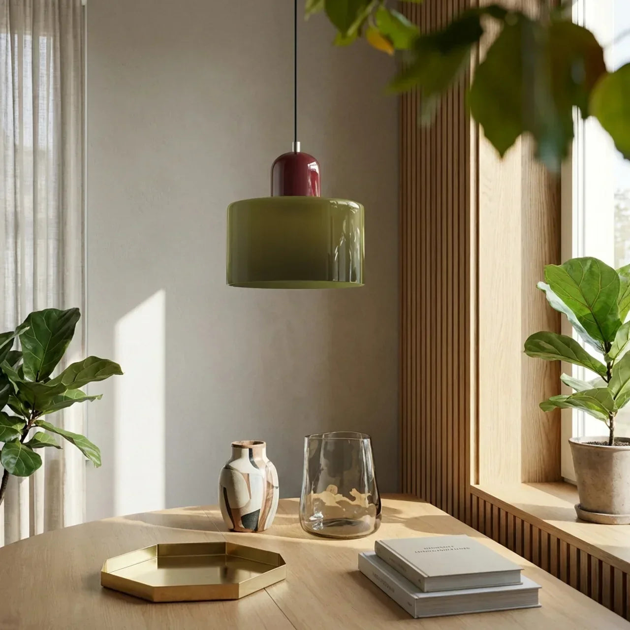 Glazen plafondlamp met verzonken montage en zachte gekleurde kap | Rosalyssa