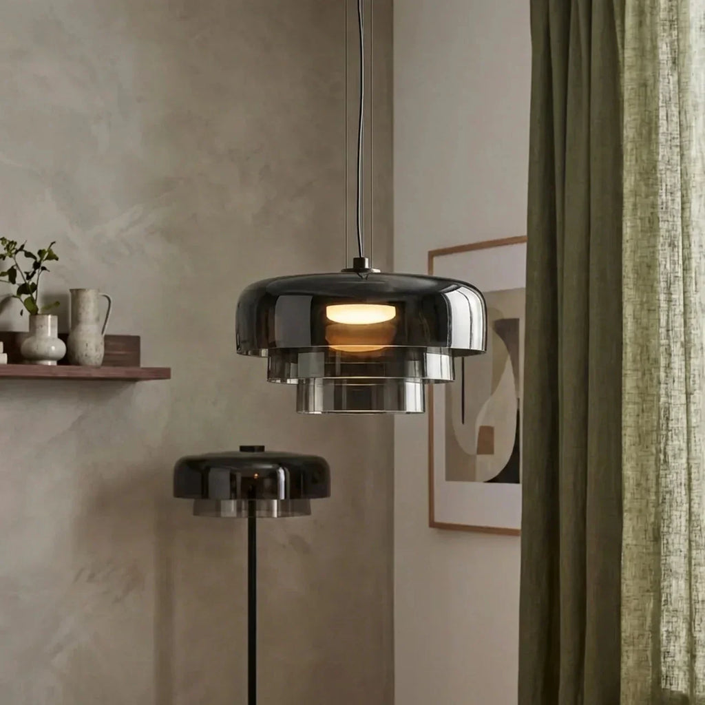 Tiered Coloured Glass Pendant Light In Bauhaus Style | Rosalyssa