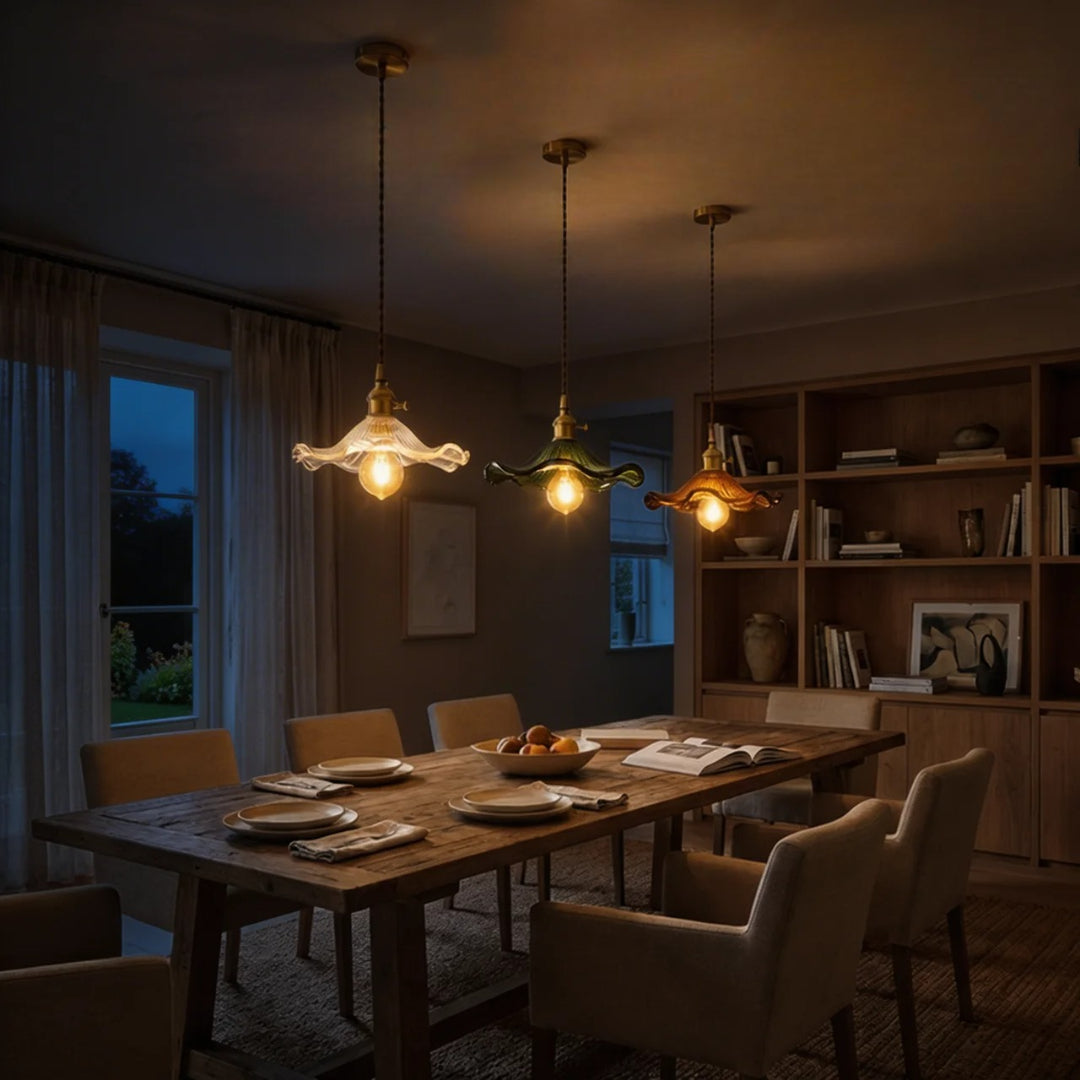 Art Deco bølget glasloftlampe til boligindretning | Rosalyssa