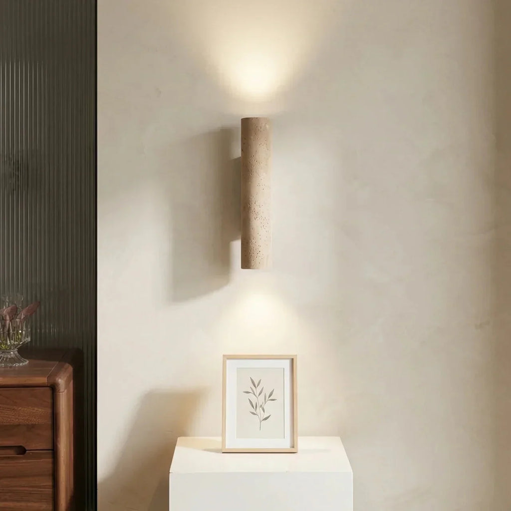 Travertine Vertical Wall Light With Up-Down LED For Indoor Use | Rosalyssa