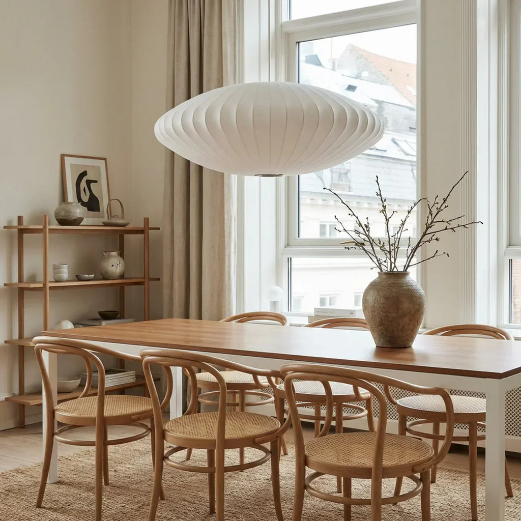 Seidenanhänger-Deckenleuchte mit minimalistischem Schirm | Rosalyssa