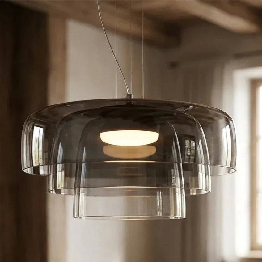 Tiered Coloured Glass Pendant Light In Bauhaus Style | Rosalyssa