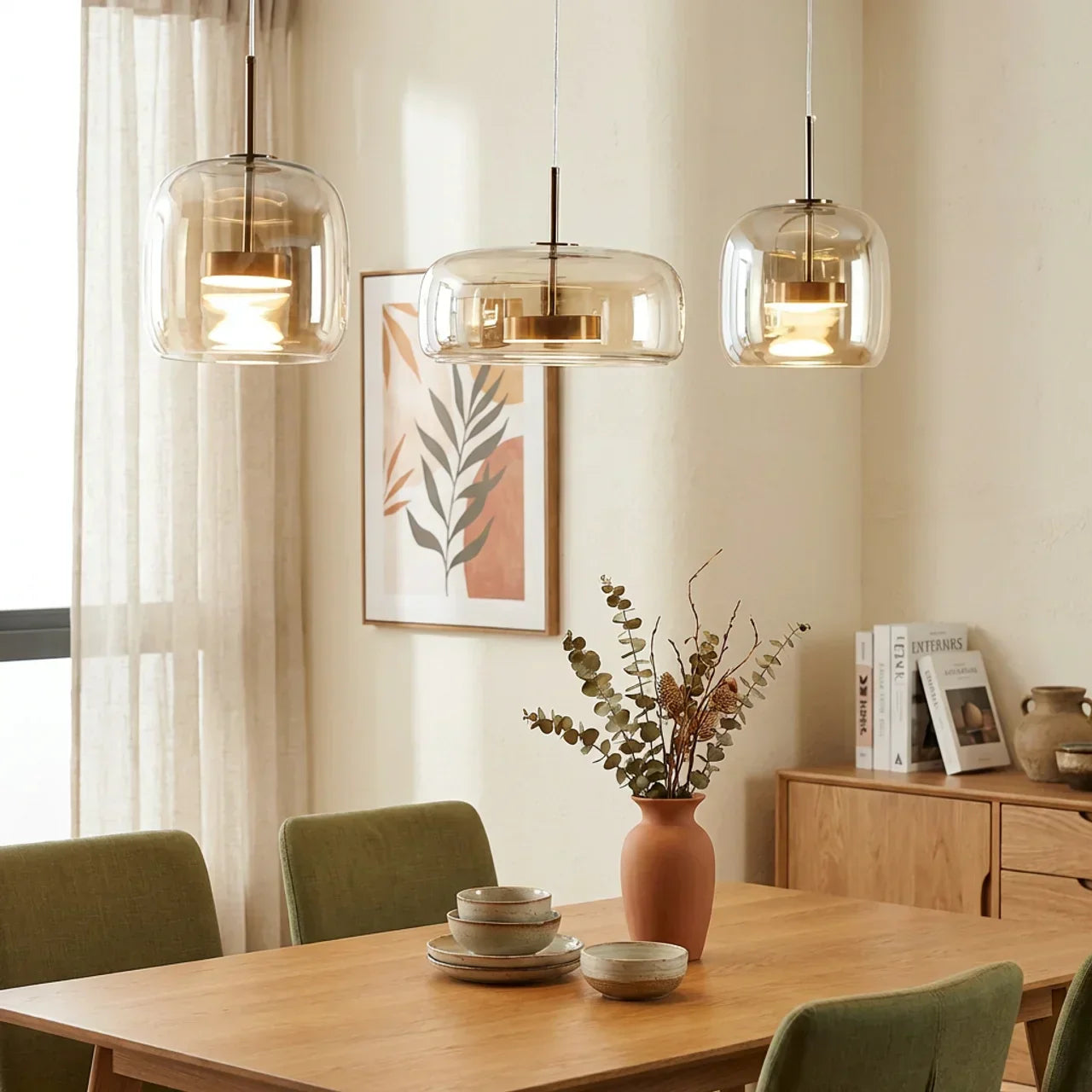 Lampadario a sospensione multiplo con vetro fumé e LED integrati | Rosalyssa