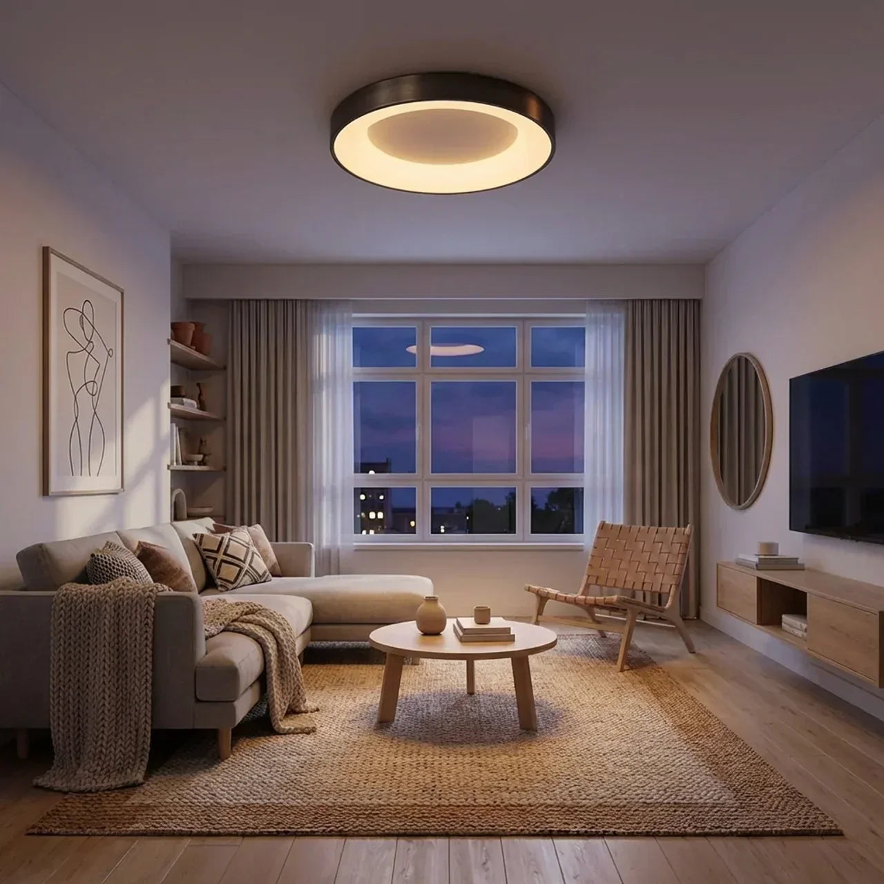 Flush Mount Ceiling Light With Hollow Centre LED Design | Rosalyssa