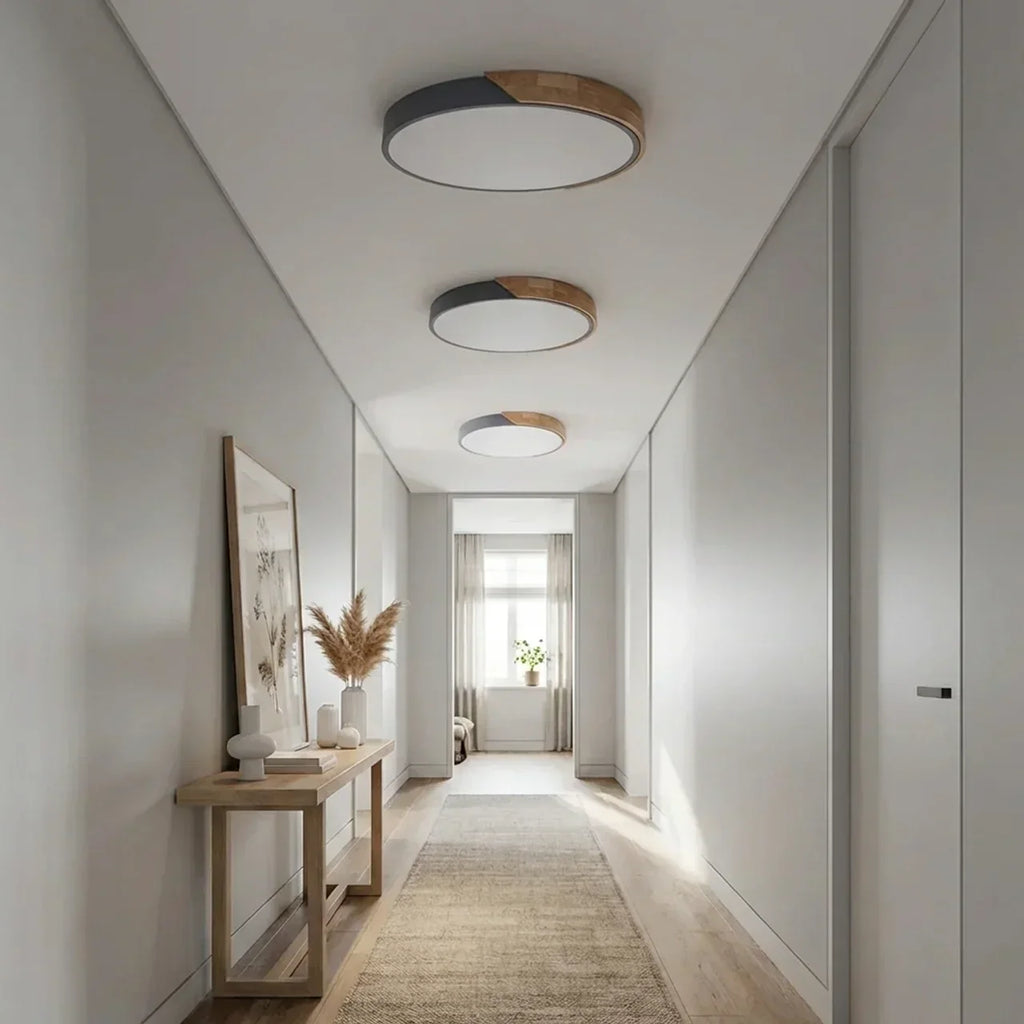 Round Wood Flush Mount LED Ceiling Light Design Fixture | Rosalyssa