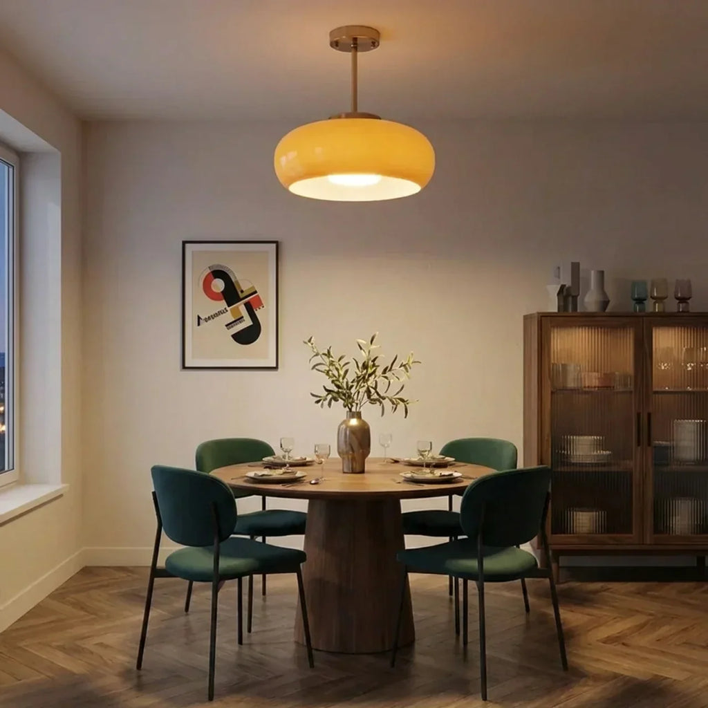 Bauhaus Glass Ceiling Light, Disc Form Light Fixture | Rosalyssa
