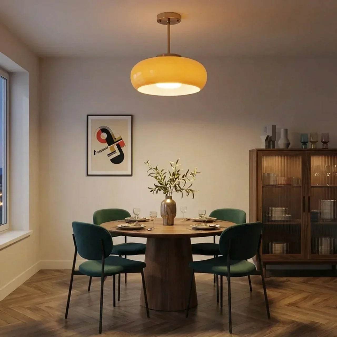 Bauhaus Glass Ceiling Light, Disc Form Light Fixture | Rosalyssa