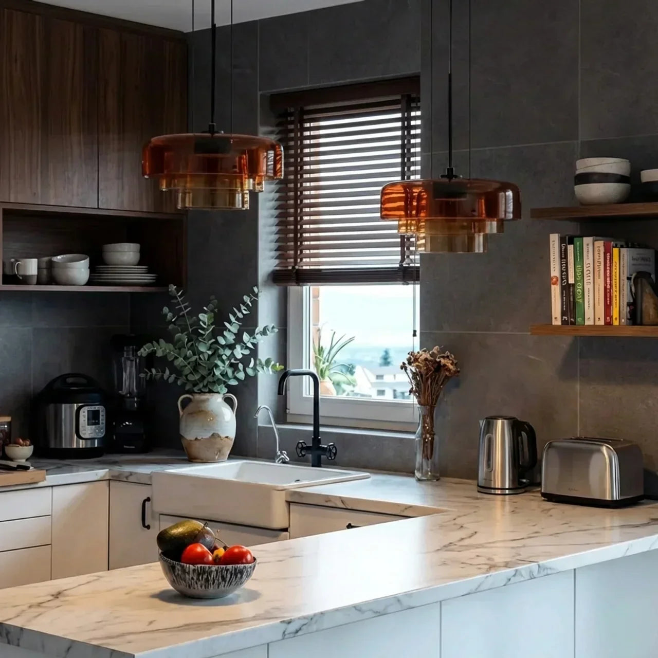 Tiered Coloured Glass Pendant Light In Bauhaus Style | Rosalyssa