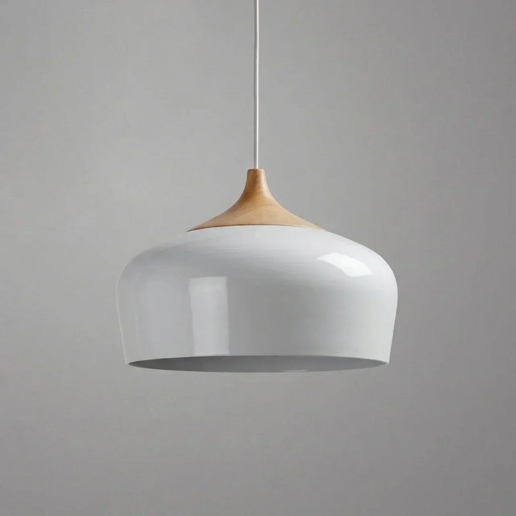 Pendant Light With Sculptural Shape Design In Metal And Wood | Rosalyssa
