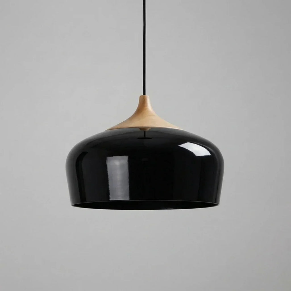 Pendant Light With Sculptural Shape Design In Metal And Wood | Rosalyssa