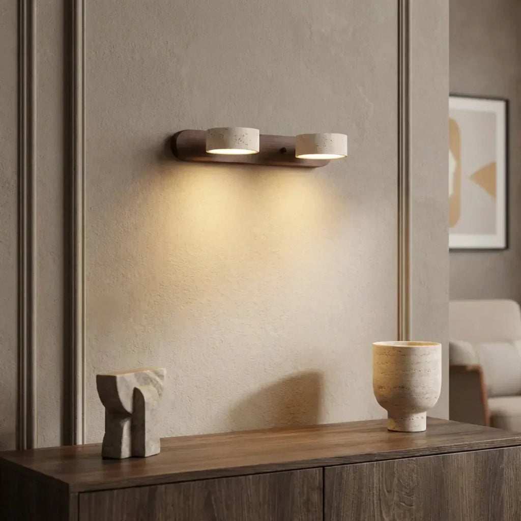 Wbudowana lampa ścienna LED z trawertynu do użytku wewnętrznego | Rosalyssa