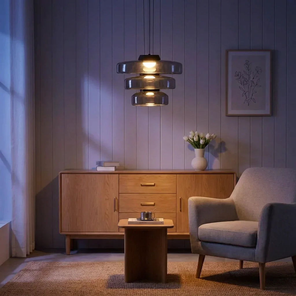 Tiered Glass Pendant Light With Integrated LED Bauhaus Style | Rosalyssa
